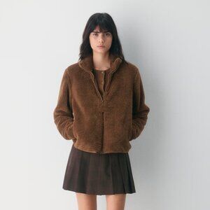 Aritzia Sunday Best Snowdrop Zip-Up Fleece Jacket - Chocolatier Brown